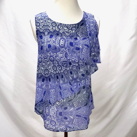 New Anthropologie HD In Paris Layered Chiffon Sleeveless Top Lightweight Tunic - Picture 2 of 10